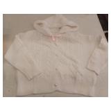 White Cable Knit Hooded Cardigan Size Med