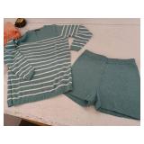 Nenona Sage Striped Knit Sweater with Matching Shorts, Size Lg