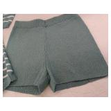 Nenona Sage Striped Knit Sweater with Matching Shorts, Size Lg