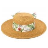 San Diego Boater Straw Sun Hat with Floral Band