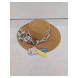 San Diego Boater Straw Sun Hat with Floral Band