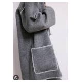 BTFBM Gray Wool Scarf with Contrast Stitching Size Small