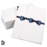 White Napkin Set with Navy Bow Tie Design