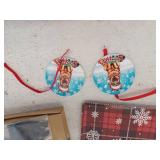 Miscellaneous Christmas Lot, Wrapping Paper, Ornaments, Snow Guage