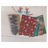 Miscellaneous Christmas Lot, Wrapping Paper, Ornaments, Snow Guage