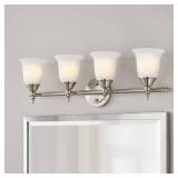 Hampton Bay Olgelthorpe 4-Light Brushed Nickel Finish Bathroom Vanity Light, Chrome