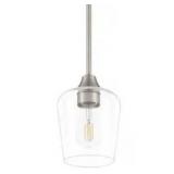 Pavlen 1-Light Brushed Nickel Contemporary Hanging Mini Pendant with Clear Glass Shade
