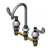 T And S Brass B-2866-05-Fc15 1.4 GPM 8  Concealed Deck Mounted Lavatory Faucet - Chrome