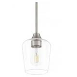 Pavlen 1-Light Brushed Nickel Contemporary Hanging Mini Pendant with Clear Glass Shade