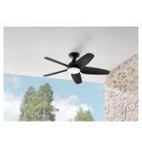 Ceva 44 in. Indoor/Outdoor Matte Black with Matte Black Blades Ceiling Fan with Adjustable White with Remote Included