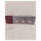 Home Decorators Collection Evelyn 60-Watt Clear Glass Shades Brushed Nickel Finish Vanity 3 Light