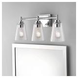 Wakefield 22 in. 3-Light Chrome Modern Wall Mount Sconce Light with Clear Glass Shades
