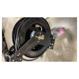 Double Arm 50FT x 3/8" Retractable Pressure Washer Hose Reel, Heavy Duty Steel Professional Power Wash Hose Reel with 5 ft Lead for Air/Oil/Water, 4000 PSI - Retail $130