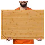 30 Inch Extra Large Bamboo Cutting Boards for Kitchen, Wood Cutting Board with Deep Juice Groove and Handle Heavy Duty Chopping board, Oversized Stove Top Cover, Kikcoin, 30in x 20in - Retail $73