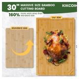 30 Inch Extra Large Bamboo Cutting Boards for Kitchen, Wood Cutting Board with Deep Juice Groove and Handle Heavy Duty Chopping board, Oversized Stove Top Cover, Kikcoin, 30in x 20in - Retail $73
