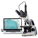 Swift SW380T 40X-2500X Research-Grade Trinocular Compound Lab Microscope with 1.3mp Camera and Software Windows and Mac Compatible and Slide - Retail $300