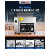 CREWORKS 10L Ultrasonic Cleaner with Heater and Timer, 240W Stainless Steel Ultrasonic Cleaner Machine with Degas & Gentle Modes, Ultrasonic Parts Cleaner with Knob Control for Machine Part Auto Tool,