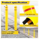 Pangda 4 Pcs Flat Top Bollard Covers Yellow and Red Bollard Post Sleeve for Home Parking Fence Pole Pipe (5\" X 52") - Retail $180
