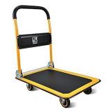 Push Cart Dolly by Wellmax  Moving Platform Hand Truck  Foldable for Easy Storage and 360 Degree Swivel Wheels with 660lb Weight Capacity  Yellow Color - Retail $120