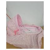 Badger Basket Folding Doll Cradle with Rosebud Fabric