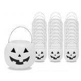 30ct - 8" White and Black Pumpkin Pail Halloween Trick-or-Treat Basket, by Way To Celebrate (11 have dents) - Retail: $60