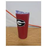 NCAA Georgia Bulldogs 20oz Powder Coat Tumbler: Portable Drinkware, Steel & Plastic (Damaged Lid)