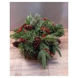 National Tree Company 20" Feel Real Colonial Hanging Basket with Pine Cones, Berries & 50 Battery-Operated Led Lights With Timer - Retail: $65