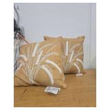 Way to Celebrate 16" x 16" Yellow Wheat Reversible Decorative Pillow Set of 2