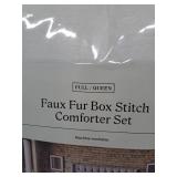 Threshold Full/Queen Box Stitch Faux Fur Comforter and Sham Set Ivory - Threshold