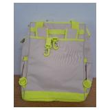 24 Cans/20.4qt Backpack Cooler - Sun Squad Beige/Yellow: PEVA Liner, Adjustable Straps