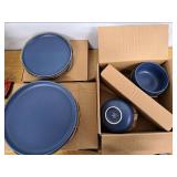 12pc Stoneware Tilley Dinnerware Set Blue - Threshold: Solid Dish Set, Microwave & Dishwasher-Safe, Service for 4 - Retail: $70
