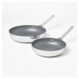 2pc Stainless Steel Ceramic Coated Nonstick Fry pan Set Dark Gray - Figmint