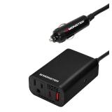 Monster 150Watt Power Inverter with Dual Port USB 20W USB-C, QC 3.0 USB-A: Car-Powered DC Inverter, 6ft Cord, Red/Black