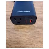 Monster 150Watt Power Inverter with Dual Port USB 20W USB-C, QC 3.0 USB-A: Car-Powered DC Inverter, 6ft Cord, Red/Black