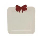 Holiday Time Ceramic 4 Pack Bow Appetizer Plates