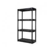 Hyper Tough Black Plastic 4-Tier 56.2  H X 30   W X 13.8  D  280lb Total Capacity (See Pic #5)
