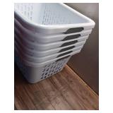 Sterilite 2 Bushel Laundry Basket, Large Plastic Laundry Basket with 4 Comfort Grip Handles, White, 6 Pac