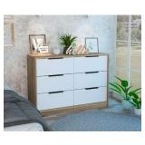 Xukmct Wood Rectangle 6 Drawer Dresser Cabinet for Home, Bedroom, Blue (See Pics) - Retail: $489