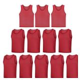 LTHYTY 10 Pack Scrimmage Vest/Team Training Jerseys/Sports Pinnies/Practice Jerseys/Soccer Bibs with Carry Bag Red