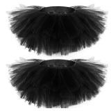 Zhanmai 2 Pack Tutu Skirt Women Adult Classic Elastic 5 Layered Short Tulle Skirt 80