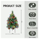 2 Pack Pre-lit Christmas Tree, Battery Operated with Timer, Multi-Color & Warm White Changing LED Lights, 27 inch Artificial Christmas Tree for Outdoor Porch, Urn Filler, Home Xmas Decorations