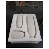 Ceramic Vase Set-3, Small Flower Vases for Decor, Modern Boho Farmhouse Style, Decorative Vases for Pampas Grass & Dried Flowers, Distressed Finish (White)