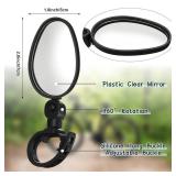 Hestya 2 Pcs Bike Mirror 360 Degree Adjustable Safe Rotatable Handlebar Mirror Bicycle Accessories Shockproof Acrylic Convex for Mountain Road Bike