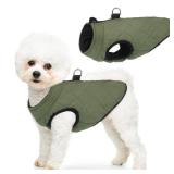 SCENEREAL Winter Dog Vest Coat with Harness Built In, Warm Puppy Jacket for Small Medium Dogs, Cold Weather Coat with Zipper, Fleece Puffer Vest Windproof Snow Clothes