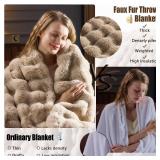 PLUUSHUU Faux Fur Throw Blanket for Couch, Fluffy Fuzzy Plush Bubble Blanket, Soft Warm Cozy Shaggy Rabbit Blanket, Luxury Decorative Gifts for Sofa Bedroom Living Room, 60x50inch (Naked Color)
