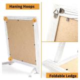 LotFancy 15x12 Magnetic Chalk Board Sign, Small Wood Framed Tabletop Black Easel Chalkboard, Foldable Standing Ledge,1 White Chalk Pen 2 Magnets and Wall Hanging Kits Included, Whitewash