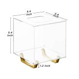 HBlife Clear Tissue Box Cover Square Acrylic Tissue Box Holder with Gold Plated Legs Napkin Dispenser Dryer Sheet Container for Bathroom