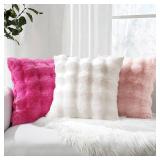 MIULEE Faux Fur Pillow Covers Thick Soft Plush Christmas Throw Pillows Luxury Spring Home Decor for Winter Holiday Couch Bedroom Living Room Sofa,18x18 Inch Pack of 2 White