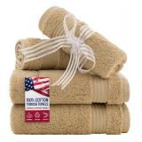 American Veteran Towel, 100% Cotton Turkish Washcloths for Bathroom Essentials 4 Pack, Soft Absorbent Wash Cloths Quick Drying Small Towels Washrags, Beige