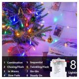 2 Pack Christmas String Lights Battery Operated with Timer, 66FT 200 LED Waterproof Twinkle Lights, 8 Modes Fairy Light for Indoor and Outdoor Bedroom Garland Tree Christmas Decorations (Multicolor)